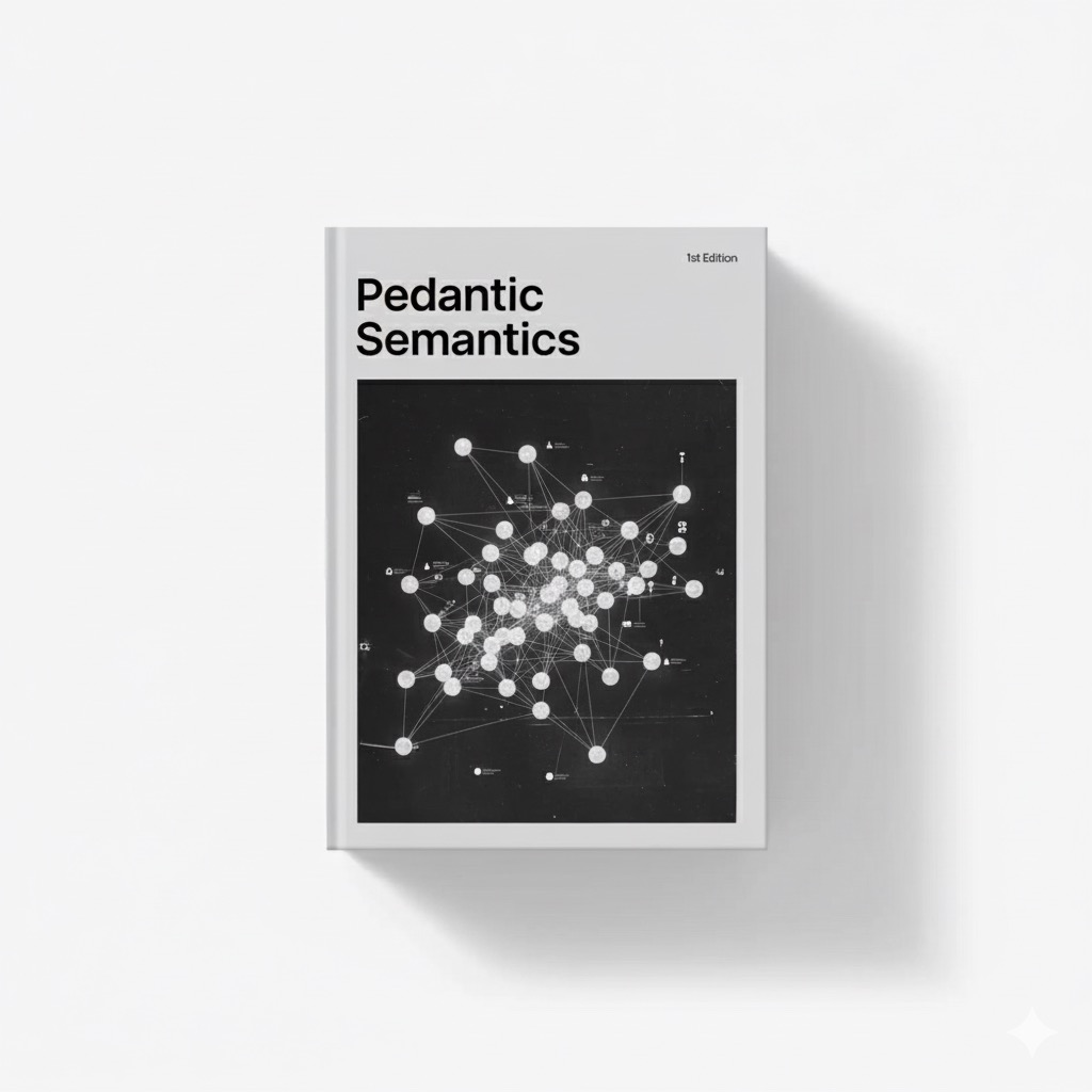 A book titled Pedantic Semantics with a graph on the cover.